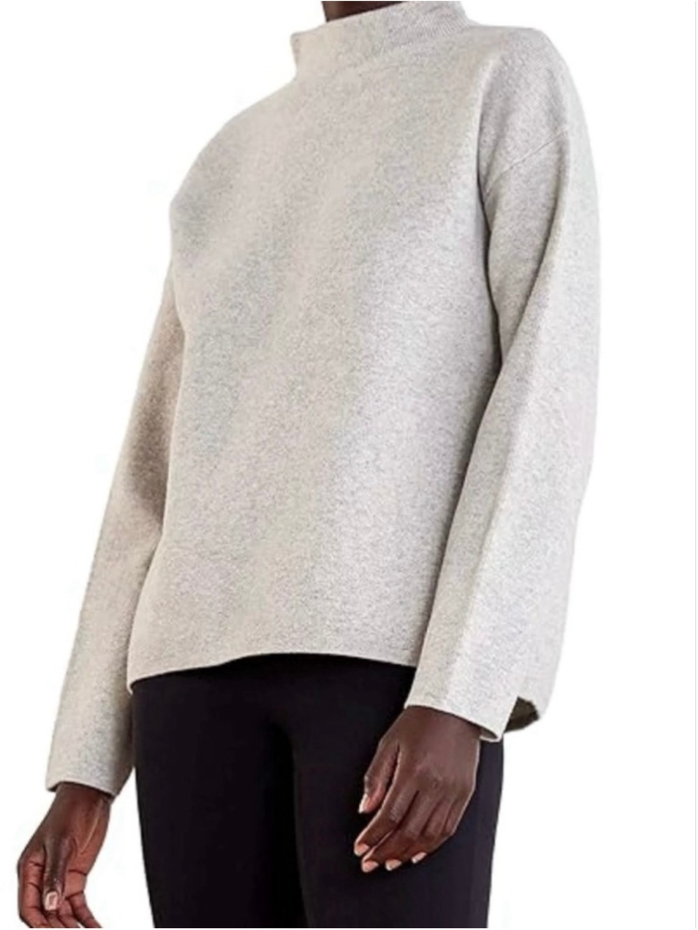 ADAY Wing It Cashmere Wool Sweater Small Heathered Cream
